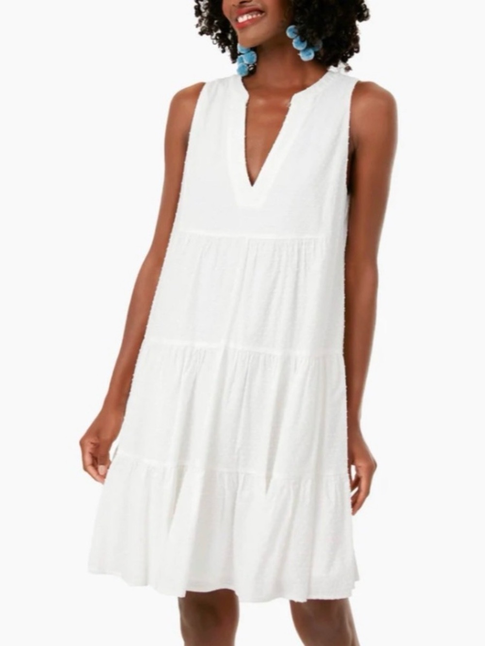 Tuckernuck Pomander White Swiss Dot Sleeveless Kenzo Dress XL Tiered Cotton Boho